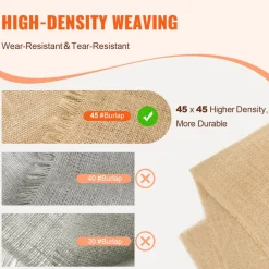 VEVOR Burlap Fabric Roll, 40” x 150 ft & 45 x 45 High Density Wide Natural Burlap Fabric Rolls, Jute Fabric Burlap Tree Wrap Roll, for Decor, Crafts, Wedding, Gardening, Plant & Tree Winter Covering
