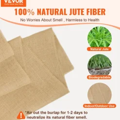 VEVOR Burlap Fabric Roll, 36” x 150 ft & 50 x 50 High Density Wide Natural Burlap Fabric Rolls, Jute Fabric Burlap Tree Wrap Roll, for Decor, Crafts, Wedding, Gardening, Plant & Tree Winter Covering
