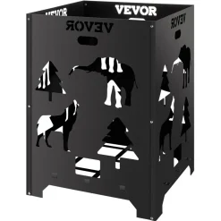 VEVOR Burn Barrel, 21x21x27 inch Burn Cage, Carbon Steel Cage Incinerator, Incinerator Barrel with Lid and Handle for Outdoors