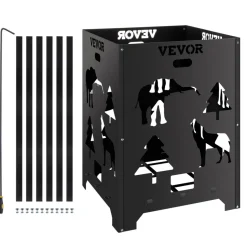 VEVOR Burn Barrel, 21x21x27 inch Burn Cage, Carbon Steel Cage Incinerator, Incinerator Barrel with Lid and Handle for Outdoors