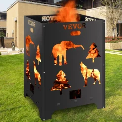 VEVOR Burn Barrel, 21x21x27 inch Burn Cage, Carbon Steel Cage Incinerator, Incinerator Barrel with Lid and Handle for Outdoors