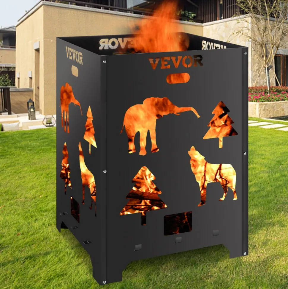VEVOR Burn Barrel, 21x21x27 inch Burn Cage, Carbon Steel Cage Incinerator, Incinerator Barrel with Lid and Handle for Outdoors
