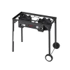 VEVOR 2 Burner Outdoor Propane Gas Stove, 150,000 BTU Propane LPG Gas Camping Stove, Heavy-duty Carbon Steel Outdoor Cooker, with 2 Wheels & 20 PSI Regulator & Hose, for BBQ Camp Home Patio Backyard