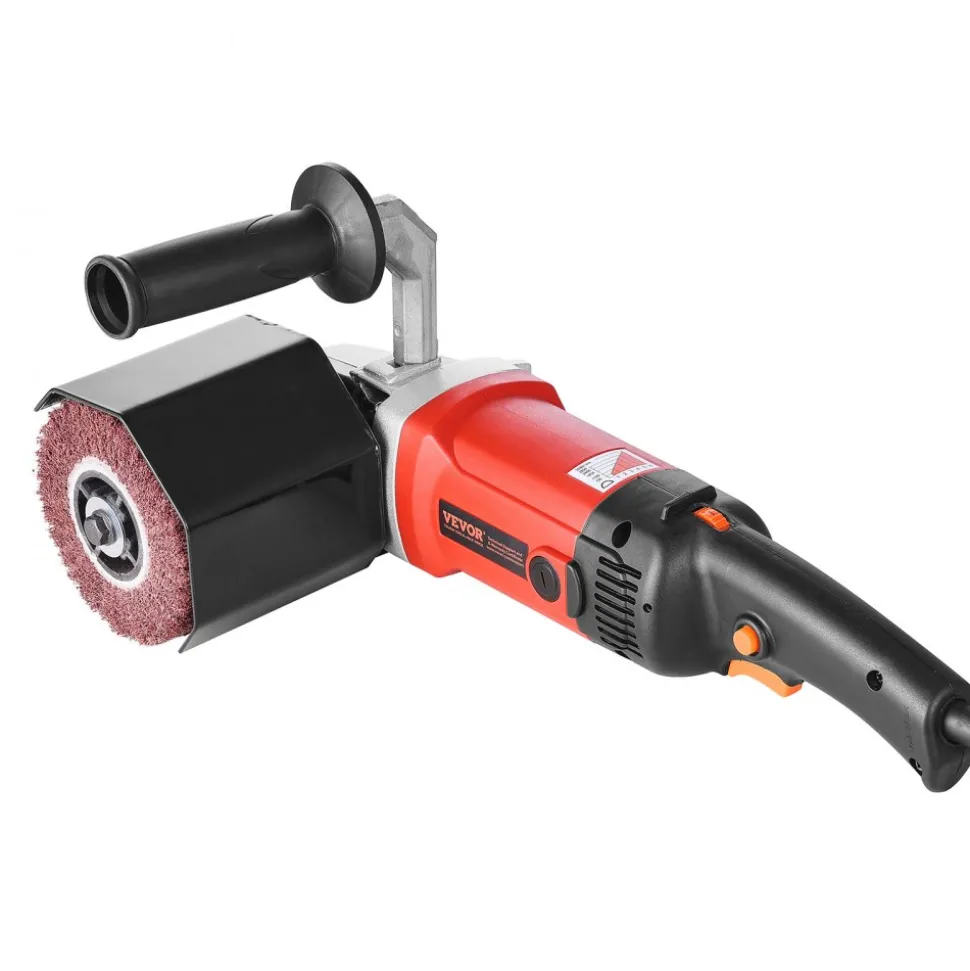 VEVOR Burnishing Polishing Machine, 1200W 6 Variable Speed Surface Conditioning Tool, Handheld Electric Metal Burnishing Machine with 4 Fiber Polishing Wheels for Stainless Steel, Non-Ferrous Metals