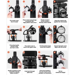 VEVOR Button Maker, 1/1.25/2.28 inch(25/32/58mm) 3-IN-1 Pin Maker, with 300pcs Button Parts, Button Maker Machine with Panda Magic Book, Ergonomic Arc Handle Punch Press Kit, For Children DIY Gifts