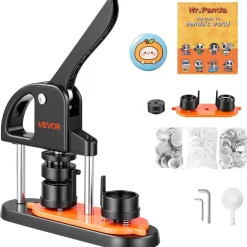 VEVOR Button Maker, 1.25 inch/32mm Pin Maker with 500pcs Button Parts, Ergonomic Arc Handle Punch Press Kit, Button Maker Machine with Panda Magic Book, For Children DIY Gifts and Christmas