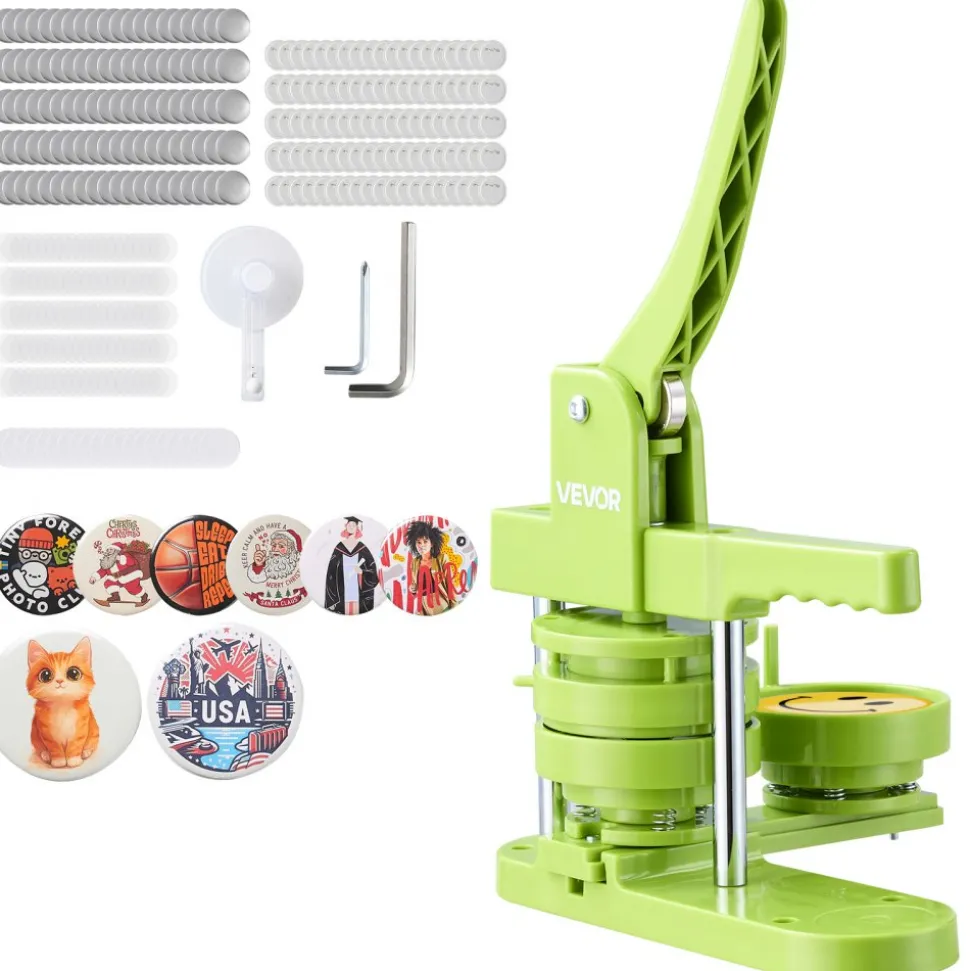 VEVOR Button Maker Machine, 2.95 in, Plastic Pin Maker with 100pcs Button Parts, Mr. Panda Magic Book, Circle Cutter and Hex Wrenches, Reinforced Ergonomic Handle, for DIY Badges, Personalized Pins