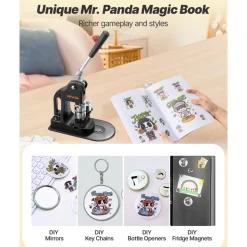 VEVOR Button Maker Machine, 1 in, Pin Maker Machine with 500pcs Button Parts, Circle Cutter, Hex Wrenches and Magic Book, Ergonomic Handle, for DIY Badges, Personalized Pins and Key Chains, Black