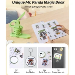 VEVOR Button Maker Machine, 2.28/2.95 inch 2-in-1, Plastic Pin Maker with 200 pcs Button Parts, Circle Cutter and Magic Book, Reinforced Ergonomic Handle, for DIY Badges, Personalized Pins, Green