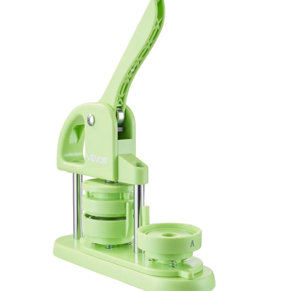 VEVOR Button Maker Machine, 2.28 in, Plastic Pin Maker with 100pcs Button Parts, Circle Cutter and Hex Wrenches, Reinforced Ergonomic Handle, for DIY Badges, Personalized Pins and Key Chains, Green