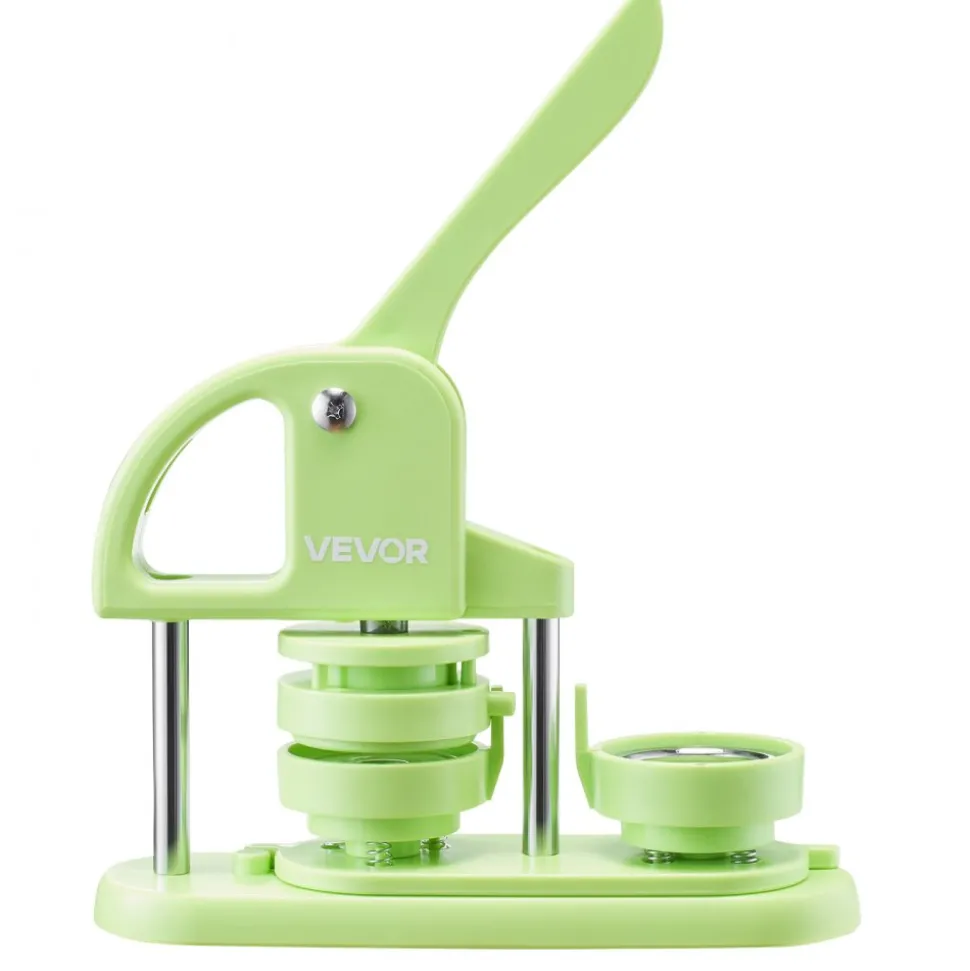 VEVOR Button Maker Machine, 2.28 in, Plastic Pin Maker with 100pcs Button Parts, Circle Cutter and Hex Wrenches, Reinforced Ergonomic Handle, for DIY Badges, Personalized Pins and Key Chains, Green