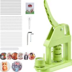 VEVOR Button Maker Machine, 1.26 in, Plastic Pin Maker with 500pcs Button Parts, Mr. Panda Magic Book, Circle Cutter and Hex Wrenches, Reinforced Ergonomic Handle, for DIY Badges, Personalized Pins