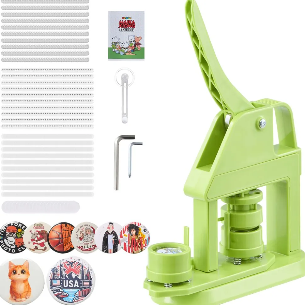 VEVOR Button Maker Machine, 1.26 in, Plastic Pin Maker with 500pcs Button Parts, Mr. Panda Magic Book, Circle Cutter and Hex Wrenches, Reinforced Ergonomic Handle, for DIY Badges, Personalized Pins