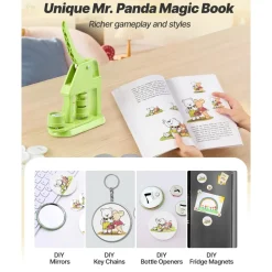 VEVOR Button Maker Machine, 1.26 in, Plastic Pin Maker with 500pcs Button Parts, Mr. Panda Magic Book, Circle Cutter and Hex Wrenches, Reinforced Ergonomic Handle, for DIY Badges, Personalized Pins