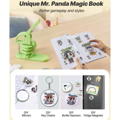 VEVOR Button Maker Machine, 1.26/2.28 inch 2-in-1, Plastic Pin Maker with 200 pcs Button Parts, Circle Cutter and Magic Book, Reinforced Ergonomic Handle, for DIY Badges, Personalized Pins, Green