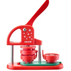 VEVOR Button Maker Machine, 2.28 in, Plastic Pin Maker with 100pcs Button Parts, Circle Cutter and Hex Wrenches, Reinforced Ergonomic Handle, for DIY Badges, Personalized Pins and Key Chains, Red