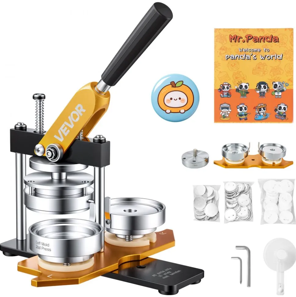 VEVOR Button Maker Machine, 75 mm (3 inch) Badge Punch Press Kit, Children DIY Gifts Pin Maker, Button Making Supplies with 500pcs Button Parts & Circle Cutter & Magic Book