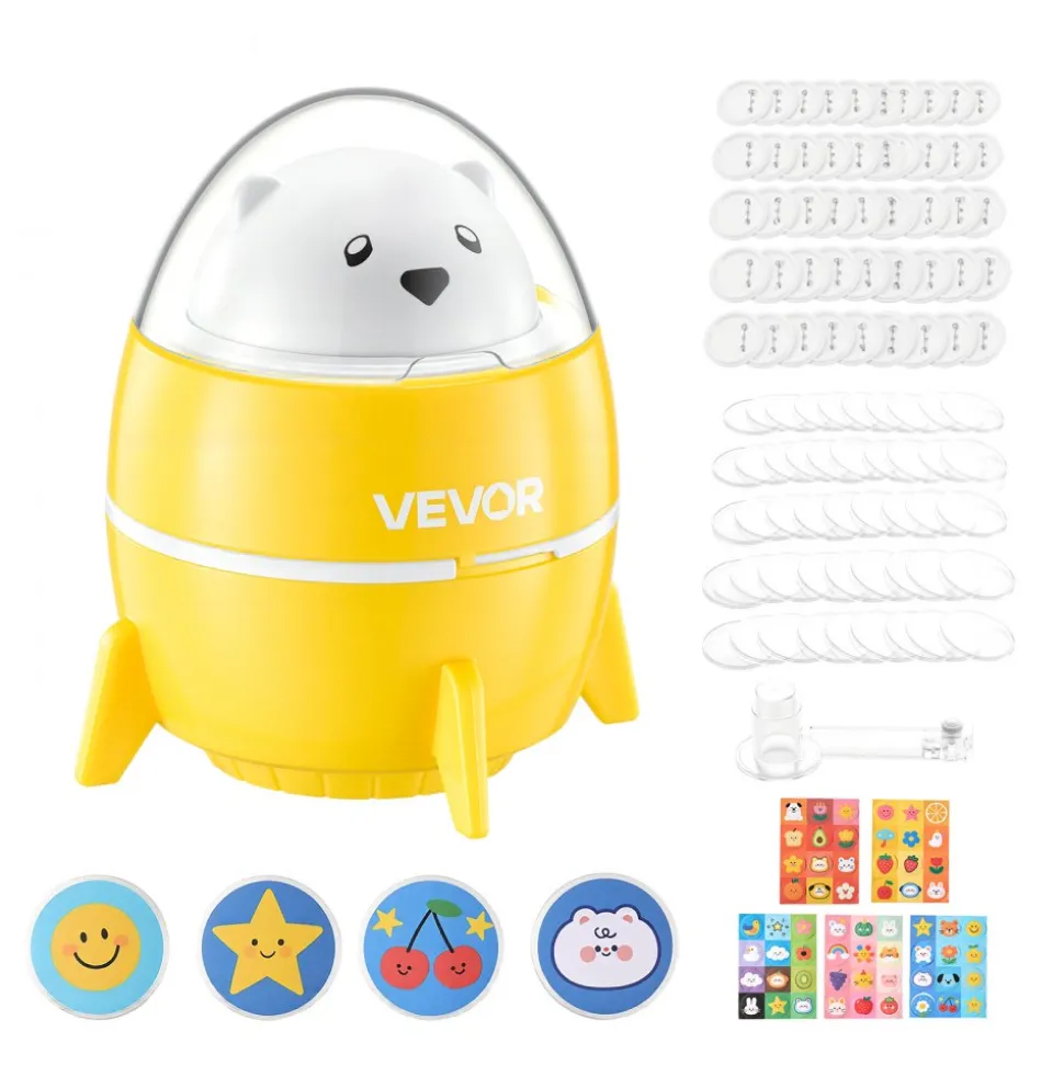 VEVOR Button Maker Machine, 2.25" / 58 mm, Plastic Pin Badge Maker with 50pcs Button Parts and Pre-Printed Pattern Paper, Circle Cutter, Compact Body, for Home DIY, School Events, Birthday Present