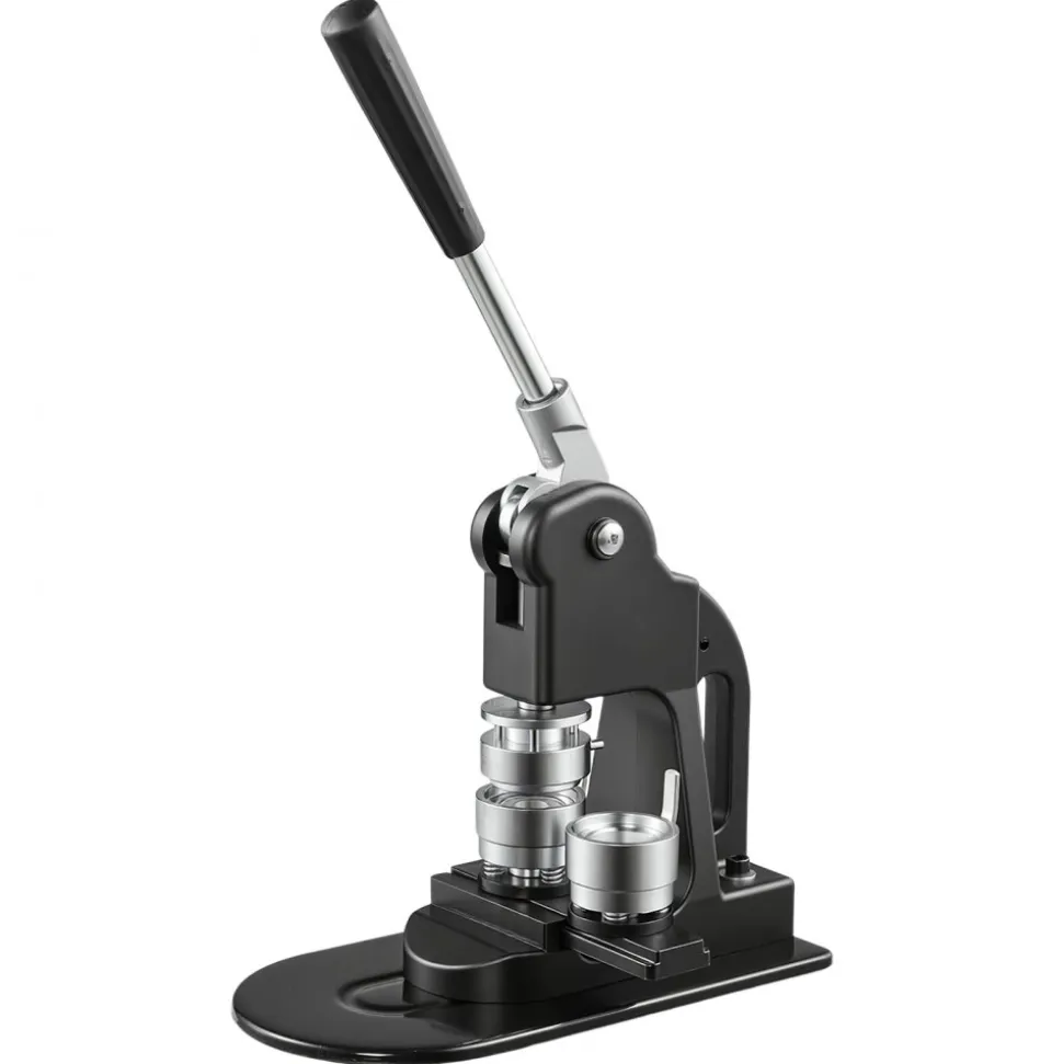 VEVOR Button Maker Machine 1.25"/32 mm Pin Maker 500pcs Button Parts Black, with Circle Cutter, Magic Book, and Hex Wrenches, Ergonomic Handle, for DIY Badges, Pins, Fridge Magnets and Key Chains