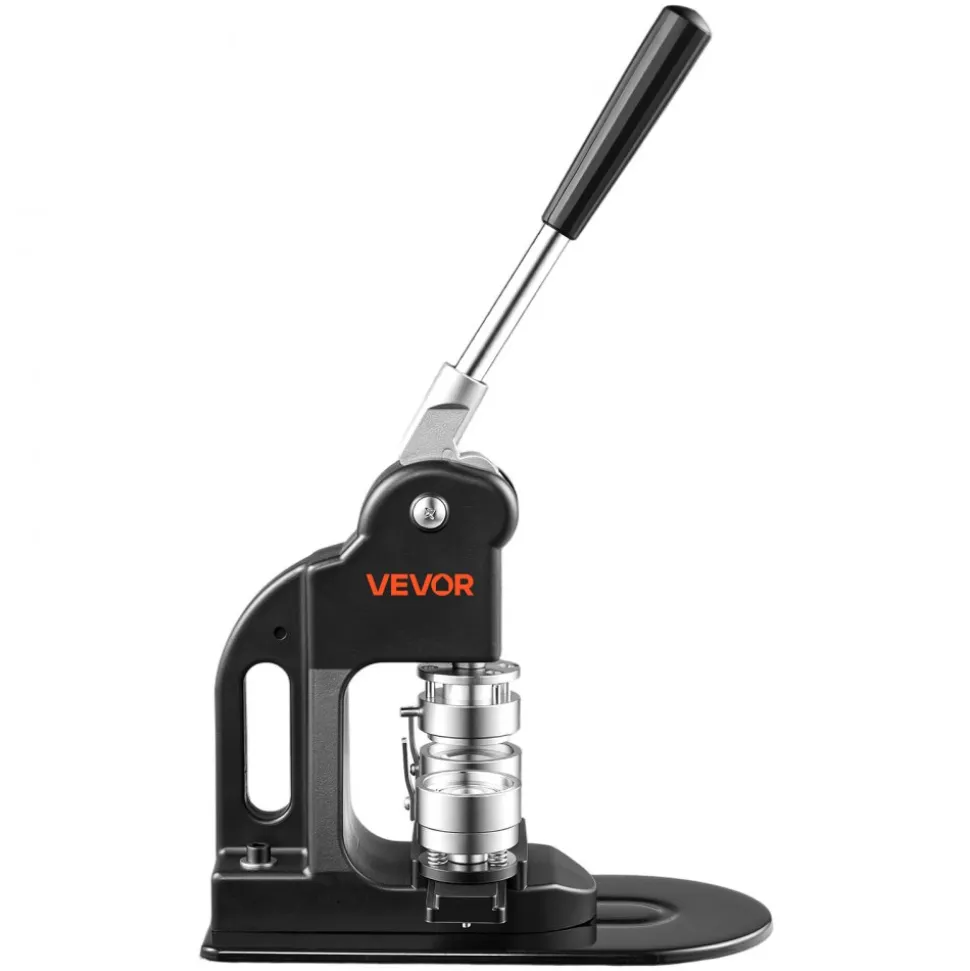 VEVOR Button Maker Machine 1.25"/32 mm Pin Maker 500pcs Button Parts Black, with Circle Cutter, Magic Book, and Hex Wrenches, Ergonomic Handle, for DIY Badges, Pins, Fridge Magnets and Key Chains