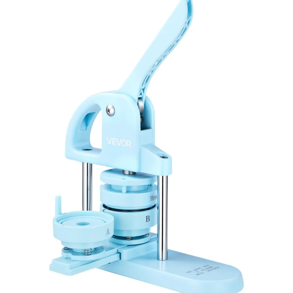 VEVOR Button Maker Machine 1"/1.25"/2.25"(25/32/58 mm) Pin Maker Blue, with 300pcs Button Parts, Circle Cutter and Magic Book, Ergonomic Handle, for DIY Badges, Pins, Fridge Magnets and Key Chains