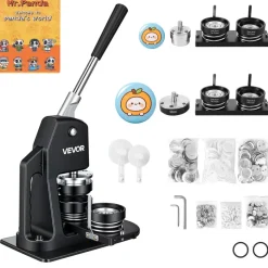 VEVOR Button Maker Machine, Multiple Sizes 1.25+2.25 Inch Badge Punch Press Kit, Children DIY Gifts Pin Maker, Button Making Supplies with 500pcs Button Parts & Circle Cutter & Magic Book