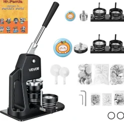 VEVOR Button Maker Machine, Multiple Sizes 1+2.25 Inch Badge Punch Press Kit, Children DIY Gifts Pin Maker, Button Making Supplies with 500pcs Button Parts & Circle Cutter & Magic Book
