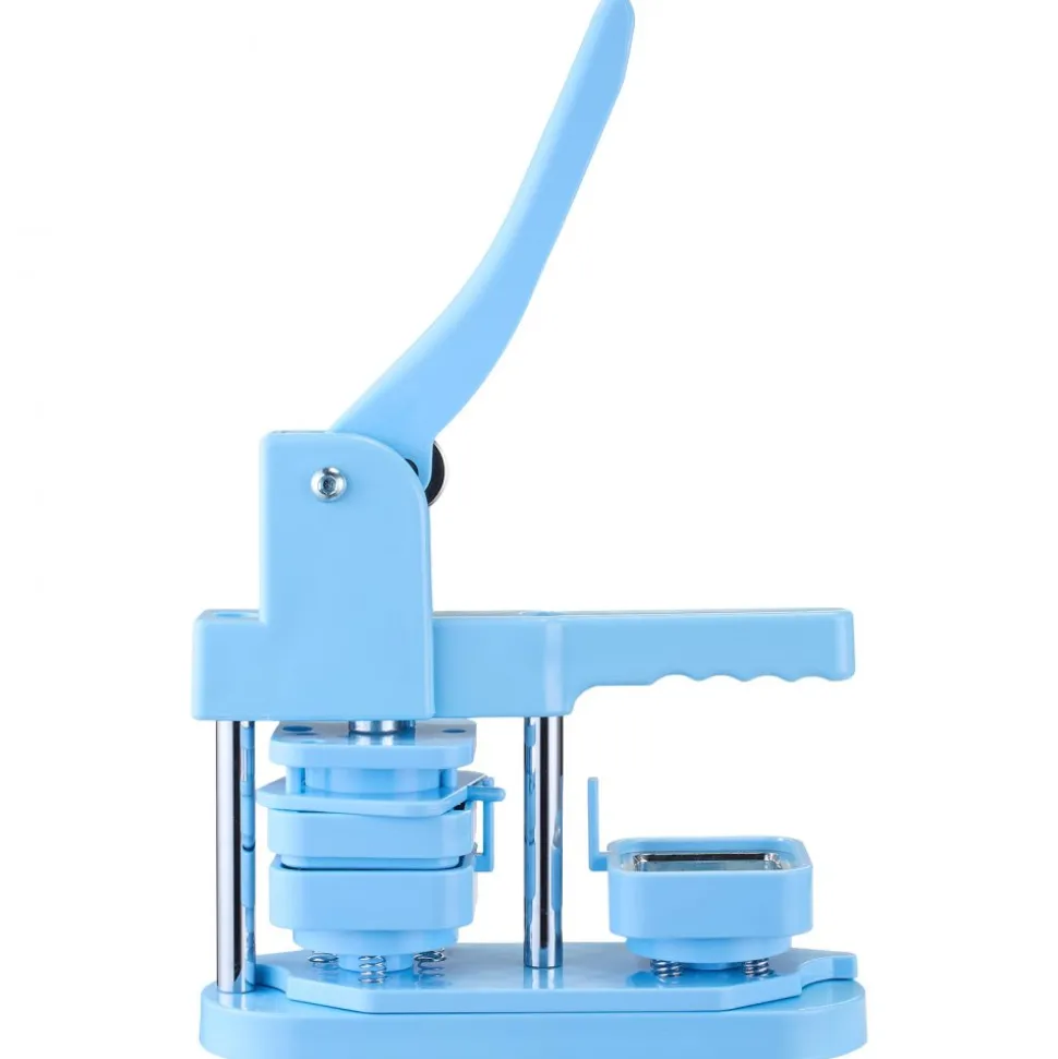 VEVOR Button Maker Machine, 1.97 x 1.97 in Square, Plastic Pin Maker with Tinplate Front Shells, Plastic Back Covers, Magnetic Backings and Transparent Films, Ergonomic Handle, for DIY Badges, Blue
