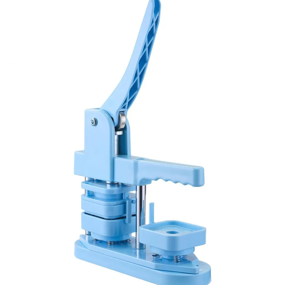 VEVOR Button Maker Machine, 1.97 x 1.97 in Square, Plastic Pin Maker with Tinplate Front Shells, Plastic Back Covers, Magnetic Backings and Transparent Films, Ergonomic Handle, for DIY Badges, Blue