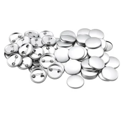 VEVOR Button Maker Supplies 200 Sets 2.28 in / 58 mm Pin Back Button Parts, with Metal Backs, Metal Shells, Clear Mylar Films, and Blank Circle Papers, for Home DIY, School Events, and Custom Studio