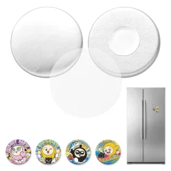 VEVOR Button Maker Supplies 50 Sets 1.26 in / 32 mm Refrigerator Magnets, Button Parts with Magnetic Backs, Metal Shells, Clear Mylar Films, and Blank Circle Papers, for Home DIY and Kitchen Decor