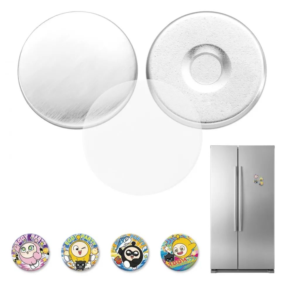 VEVOR Button Maker Supplies 50 Sets 0.98 in / 25 mm Refrigerator Magnets, Button Parts with Magnetic Backs, Metal Shells, Clear Mylar Films, and Blank Circle Papers, for Home DIY and Kitchen Decor