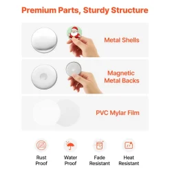 VEVOR Button Maker Supplies 50 Sets 2.28 in / 58 mm Refrigerator Magnets, Bottle Openers, and Keychains Button Parts with Backs, Shells, Clear Mylar Films, and Blank Circle Papers, for Home DIY