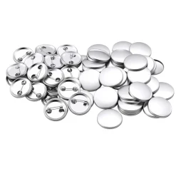 VEVOR Button Maker Supplies 200 Sets 0.98 in / 25 mm Pin Back Button Parts, with Metal Backs, Metal Shells, Clear Mylar Films, and Blank Circle Papers, for Home DIY, School Events, and Custom Studio