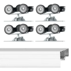 VEVOR Bypass Door Hardware, 6ft Heavy Duty Bypass Sliding Door Hardware Kit, Aluminum Alloy Sliding Closet Door Hardware Set for 2 Door System, Fit Door Thickness 1 3/8