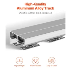 VEVOR Bypass Door Hardware, 5ft Heavy Duty Bypass Sliding Door Hardware Kit, Aluminum Alloy Sliding Closet Door Hardware Set for 2 Door System, Fit Door Thickness 1 3/8 " - 1 3/4", Easy to Install