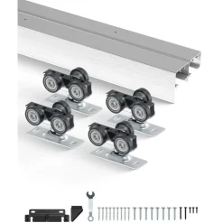 VEVOR Bypass Door Hardware, 5ft Heavy Duty Bypass Sliding Door Hardware Kit, Aluminum Alloy Sliding Closet Door Hardware Set for 2 Door System, Fit Door Thickness 1 3/8 