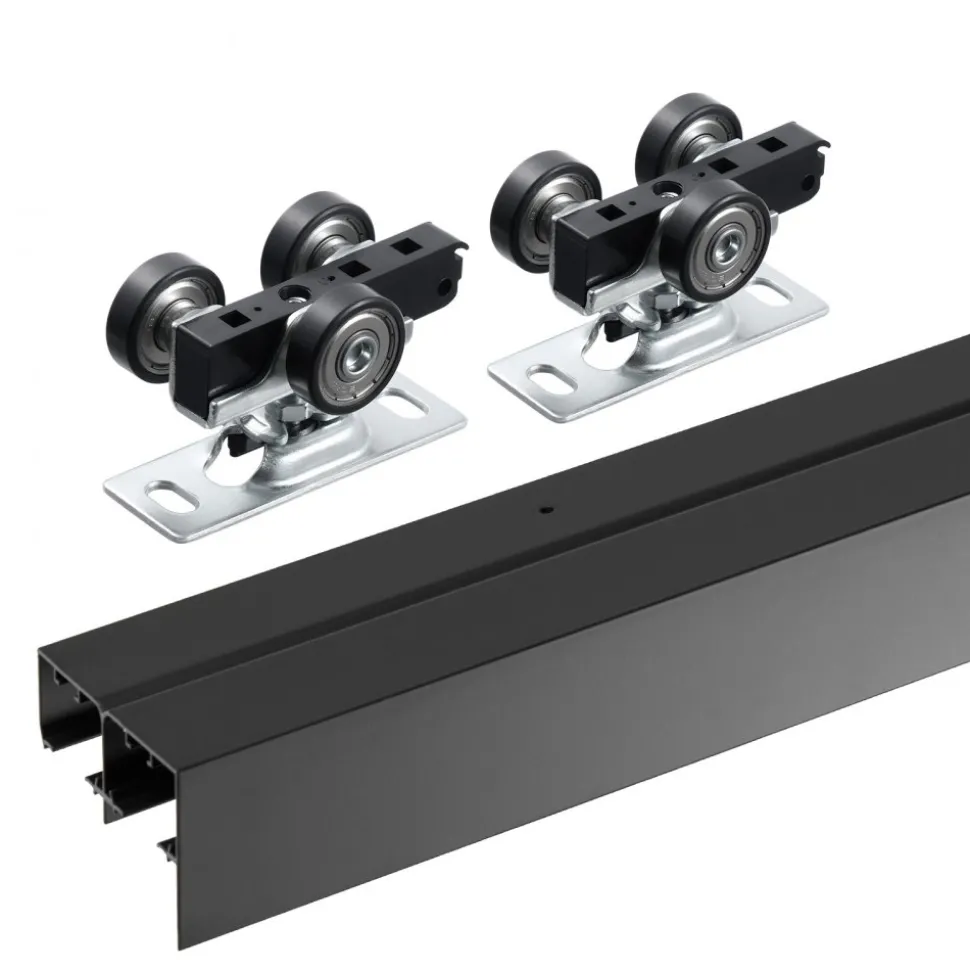 VEVOR Bypass Door Hardware, 4ft Heavy Duty Bypass Sliding Door Hardware Kit, Aluminum Alloy Sliding Closet Door Hardware Set with Finger Pulls, for 2 Door System, Fit Door Thickness 1 3/8 " - 1 3/4"