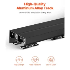 VEVOR Bypass Door Hardware, 4ft Heavy Duty Bypass Sliding Door Hardware Kit, Aluminum Alloy Sliding Closet Door Hardware Set with Finger Pulls, for 2 Door System, Fit Door Thickness 1 3/8