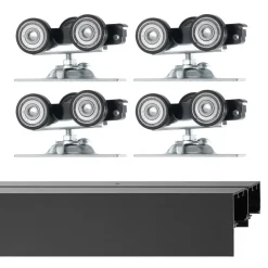 VEVOR Bypass Door Hardware, 4ft Heavy Duty Bypass Sliding Door Hardware Kit, Aluminum Alloy Sliding Closet Door Hardware Set with Finger Pulls, for 2 Door System, Fit Door Thickness 1 3/8