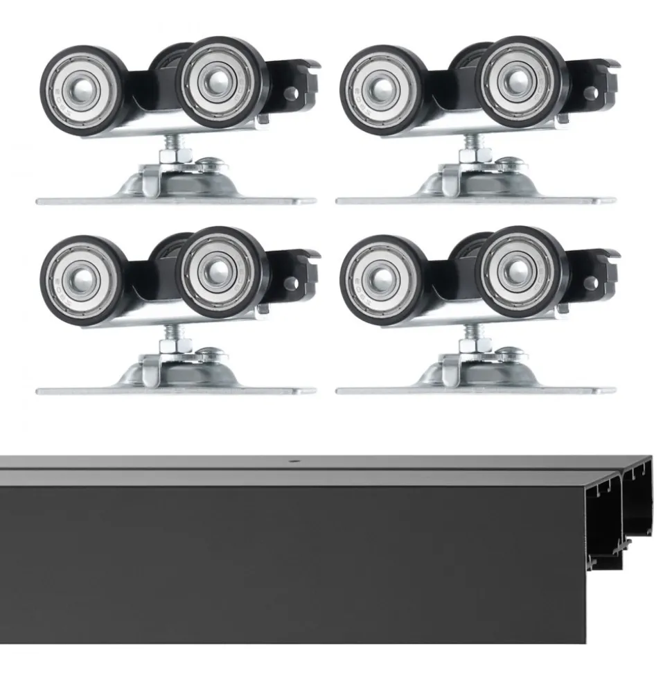 VEVOR Bypass Door Hardware, 4ft Heavy Duty Bypass Sliding Door Hardware Kit, Aluminum Alloy Sliding Closet Door Hardware Set with Finger Pulls, for 2 Door System, Fit Door Thickness 1 3/8 " - 1 3/4"
