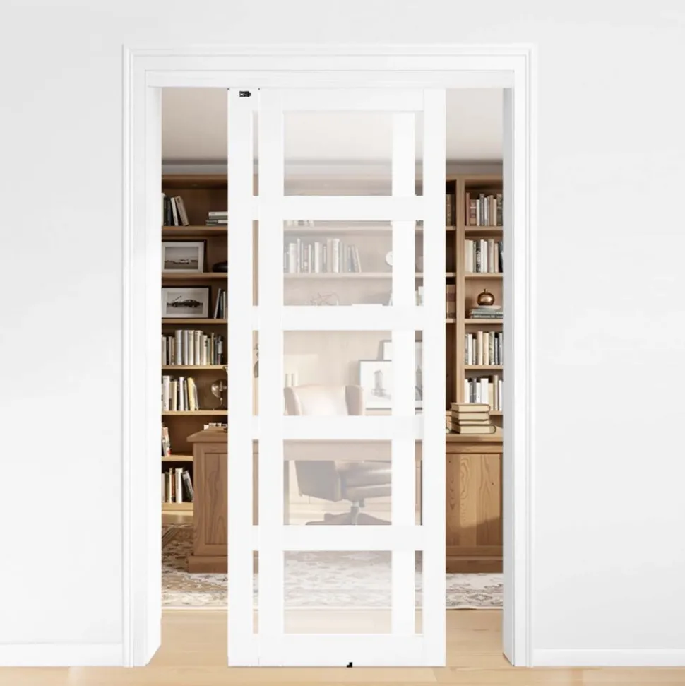 VEVOR Bypass Sliding Door Hardware Kit, 4 ft Aluminum Alloy Dual-Track Bypass Door Hardware, Smooth and Quiet Sliding, Easy to Install, for 1" to 1 3/4" Thickness 24" Width 2 Door System, for Closet