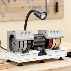 VEVOR Cabbing Machine, 8" 3/4 HP 1800 RPM Efficient, Lapidary Rock Grinder Polisher With Diamond and Resin Wheels, LED Lamp, Water System, Lapidary Equipment for Gemstone Grinding, Stone Polishing