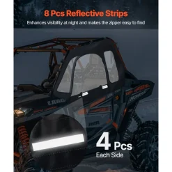 VEVOR Cab Enclosure Upper Doors, Compatible with Polaris RZR XP 1000/XP Turbo 2014-2023, Soft Upper Doors, Windproof Upgraded Zipper UTV Soft Side Window Kit, Work with Side Mirrors and Windshields