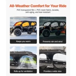 VEVOR Cab Enclosure Upper Doors, Compatible with Can-Am Maverick X3 MAX 4-Seater 2017-2024, Soft Upper Doors, Windproof Upgraded Zipper UTV Soft Side Window Kit, Work with Roof and Partial Windshields