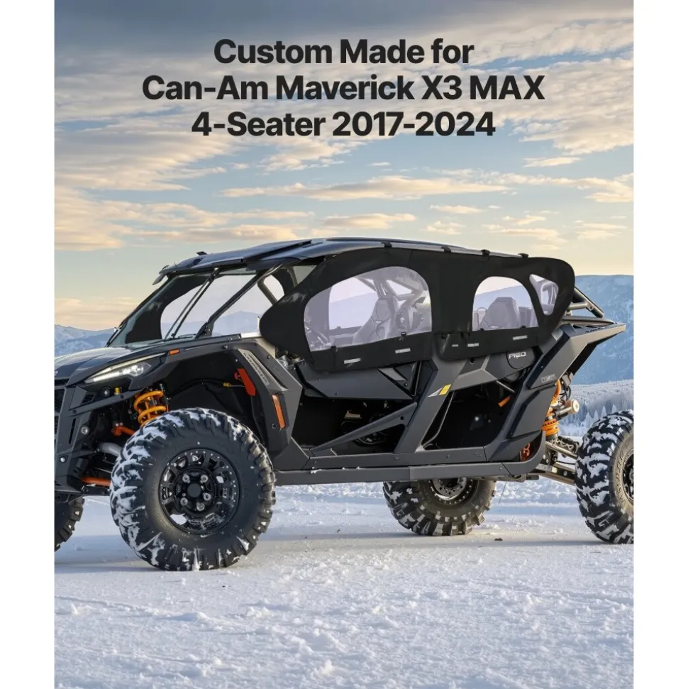 VEVOR Cab Enclosure Upper Doors, Compatible with Can-Am Maverick X3 MAX 4-Seater 2017-2024, Soft Upper Doors, Windproof Upgraded Zipper UTV Soft Side Window Kit, Work with Roof and Partial Windshields