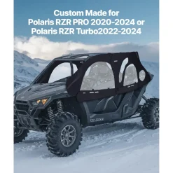 VEVOR Cab Enclosure Upper Doors, Compatible with Polaris RZR PRO 2020-2024/Polaris RZR Turbo2022-2024, Soft Upper Doors, Upgraded Zipper UTV Soft Side Window Kit, Fit with Side Mirrors and Windshields