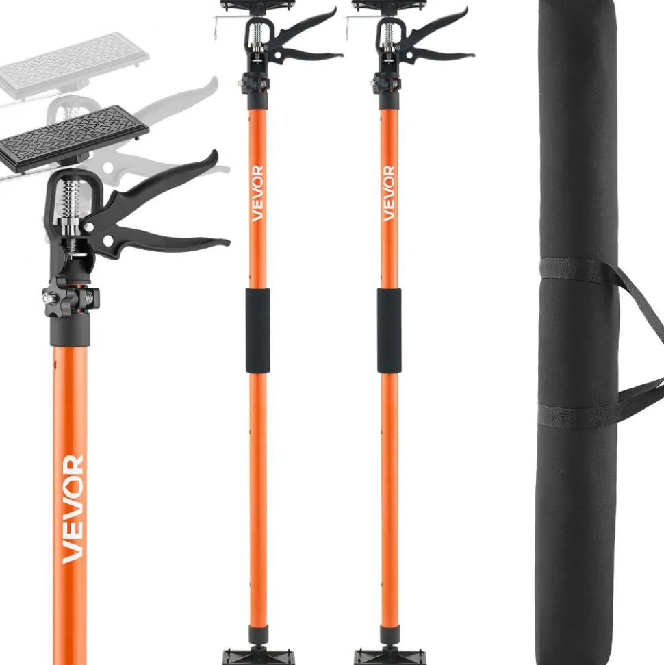 VEVOR Cabinet Jack Support Pole, 2-Pack, 45.7-114.2 Inch Steel Telescopic Quick Support Rod, Adjustable 3rd Hand System up to 154 lbs Capacity for Installing Cabinets, Lifting Drywall, Cargo Bars