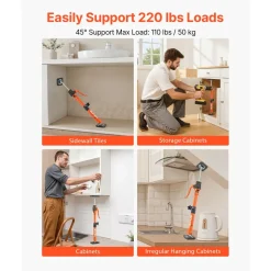 VEVOR Cabinet Jack Support Pole, 2-Pack, 15.75-23.6 Inch Steel Telescopic Quick Support Rod, Adjustable 3rd Hand System up to 220 lbs Capacity for Installing Cabinets, Lifting Drywall, Cargo Bars