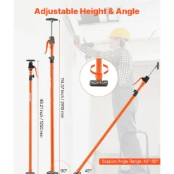 VEVOR Cabinet Jack Support Pole, 4-Pack, 49.2-114.6 Inch Steel Telescopic Quick Support Rod, Adjustable 3rd Hand System up to 198 lbs Capacity for Installing Cabinets, Lifting Drywall, Cargo Bars